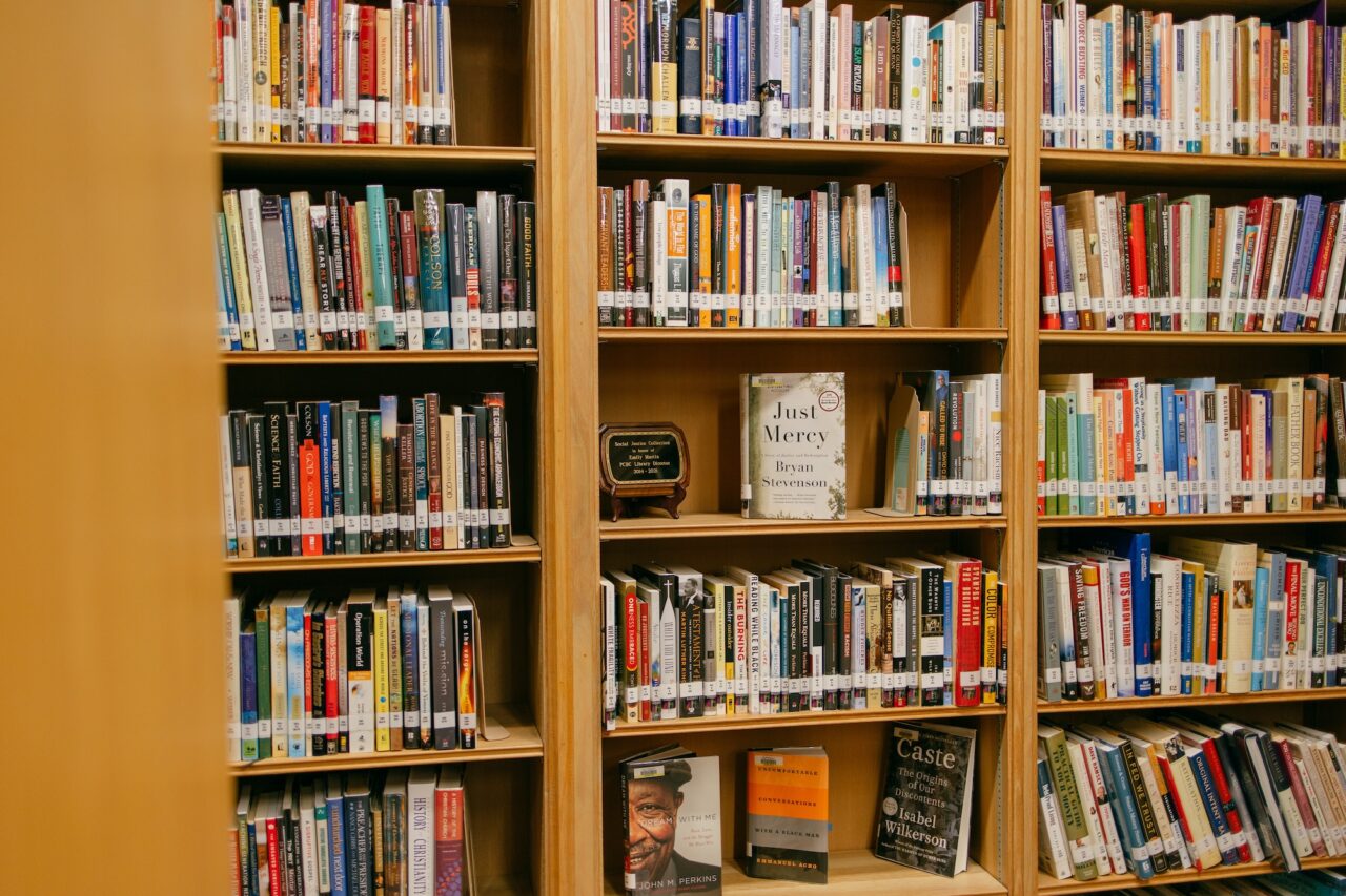 Click to expand image: Image of bookshelves with childrens' books